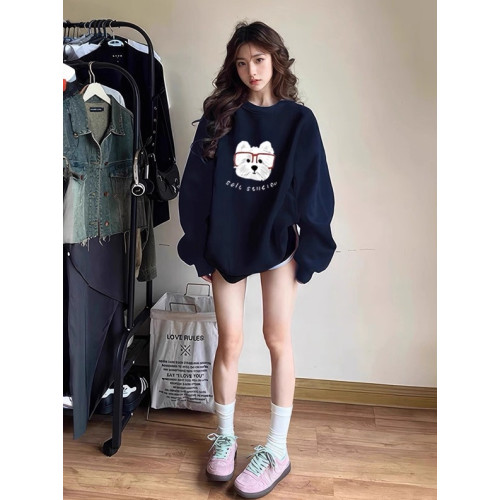 巨好看的chic衛衣女春秋2025新款爆款寬松慵懶風冬季加絨無帽上衣 巨好看的chic衛衣女春秋2025新款爆款寬松慵懶風冬季加絨無帽上衣