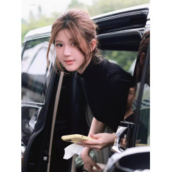 許我耀眼趙露思許妍同款半高領針織衫女秋裝2025新款五分中袖毛衣