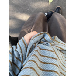 韓系復古撞色條紋針織打底衫女秋冬季寬松慵懶風薄紗毛衣罩衫上衣