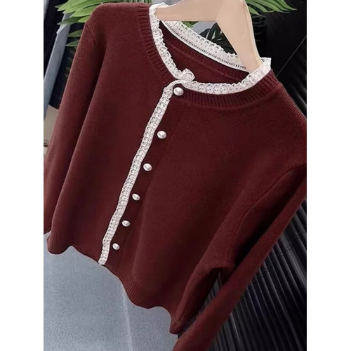 溫柔風蕾絲花邊針織開衫洋氣百搭長袖毛衣2025秋季別致減齡上衣女 溫柔風蕾絲花邊針織開衫洋氣百搭長袖毛衣2025秋季別致減齡上衣女