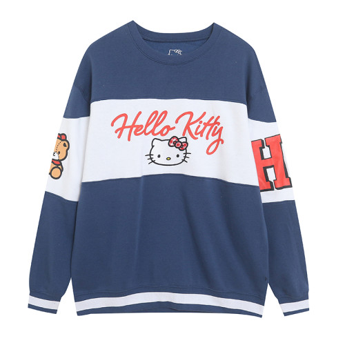 卡通動漫刺綉可愛青春拼接個性圓領加絨衛衣寬松顯瘦長袖上衣 卡通動漫刺綉可愛青春拼接個性圓領加絨衛衣寬松顯瘦長袖上衣