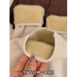 秋冬一體水貂絨半高領加絨加厚毛衣女保暖內搭長袖針織打底衫上衣