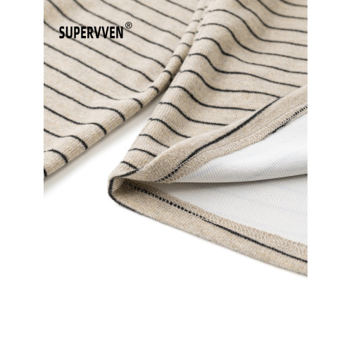 超級文 一簾花影條紋飄帶顯瘦針織衫