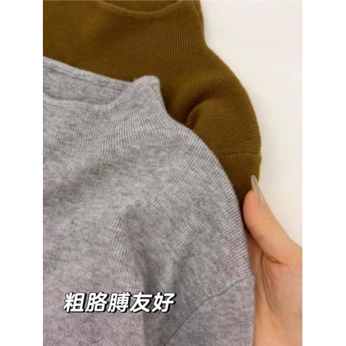 大碼微胖軟糯毛衣打底衫女秋冬長袖針織衫胖MM顯瘦半高領內搭上衣