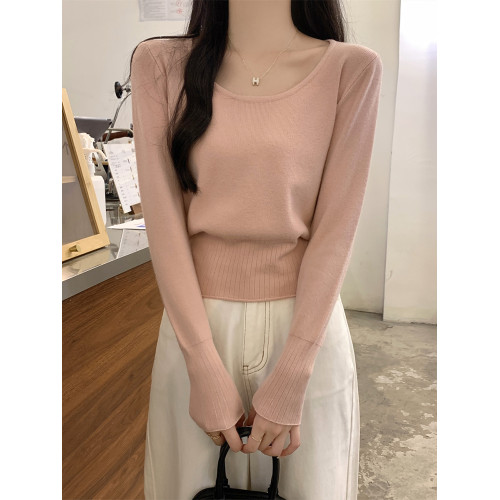 溫柔ins低圓領針織衫2025春季秋冬漏鎖骨內搭打底毛衣女慵懶上衣