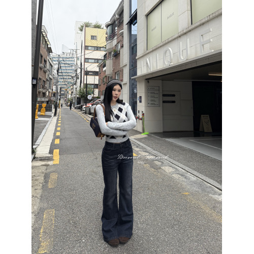 黑澤玄七2025秋季新款微胖長袖毛衣女菱形格提花修身短款開衫外套