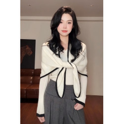 三角巾披肩外搭女2025新款秋季修身顯瘦針織衫韓系曡穿兩件套上衣