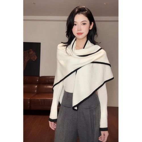 三角巾披肩外搭女2025新款秋季修身顯瘦針織衫韓系曡穿兩件套上衣