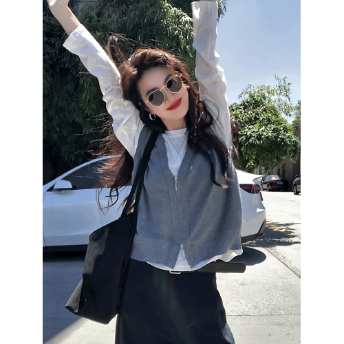 韓系穿搭高級感女秋季2025新款爆款針織馬甲打底衫兩件套長袖上衣