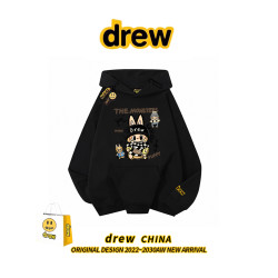 drew美式潮牌卡通拉布布連帽加絨衛衣女男學生高街情侶款百搭外套