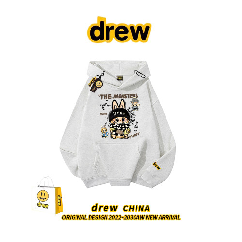 drew美式潮牌卡通拉布布連帽加絨衛衣女男學生高街情侶款百搭外套 drew美式潮牌卡通拉布布連帽加絨衛衣女男學生高街情侶款百搭外套