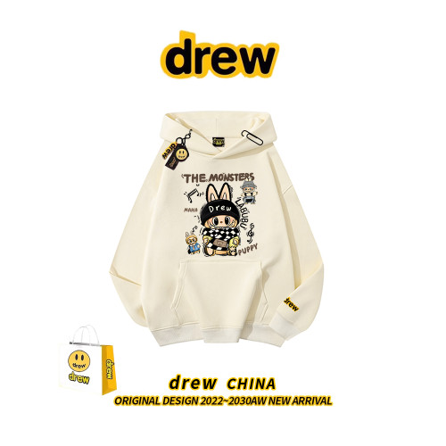 drew美式潮牌卡通拉布布連帽加絨衛衣女男學生高街情侶款百搭外套 drew美式潮牌卡通拉布布連帽加絨衛衣女男學生高街情侶款百搭外套