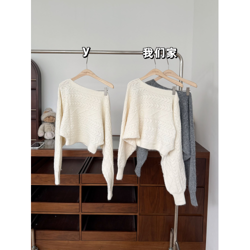 玖月伍【慵懶鬼馬】秋季韓系羊毛針織衫女蝙蝠袖長袖毛衣百搭上衣