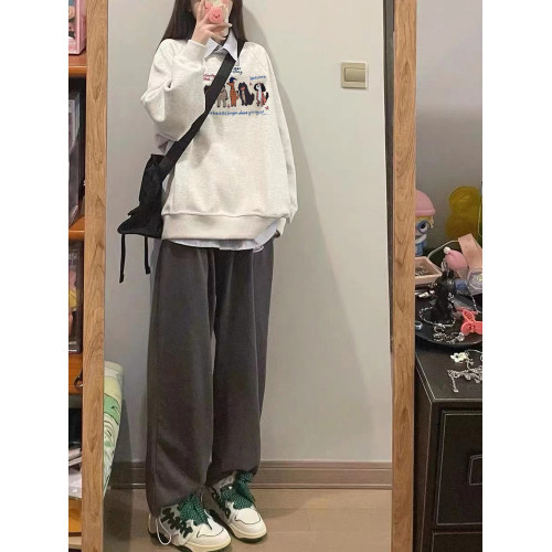 純棉美式復古卡通圓領衛衣女2025新款設計感寬松套頭無帽長袖上衣 純棉美式復古卡通圓領衛衣女2025新款設計感寬松套頭無帽長袖上衣