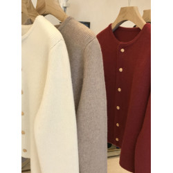 設計感小衆浣熊絨上衣女春季慵嬾風休閒復古針織開衫毛衣外套女