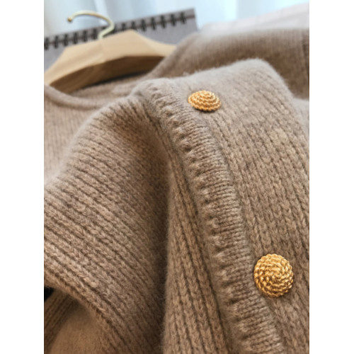 設計感小衆浣熊絨上衣女春季慵嬾風休閒復古針織開衫毛衣外套女