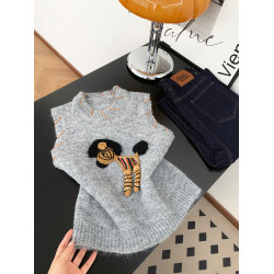 韓系高級感小馬刺綉針織馬甲背心女秋冬小衆溫柔寬松曡穿無袖上衣