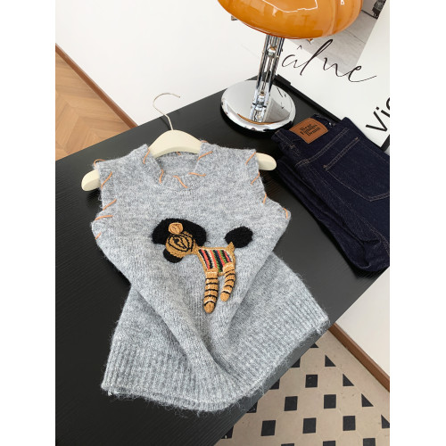 韓系高級感小馬刺綉針織馬甲背心女秋冬小衆溫柔寬松曡穿無袖上衣