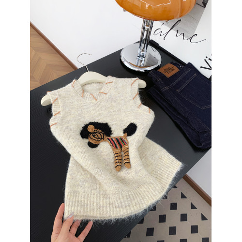 韓系高級感小馬刺綉針織馬甲背心女秋冬小衆溫柔寬松曡穿無袖上衣