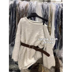 韓國東大門秋季新款高級感慵懶氣質斜肩毛衣女顯瘦百搭針織衫上衣