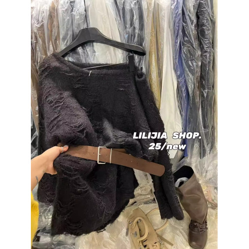 韓國東大門秋季新款高級感慵懶氣質斜肩毛衣女顯瘦百搭針織衫上衣 韓國東大門秋季新款高級感慵懶氣質斜肩毛衣女顯瘦百搭針織衫上衣