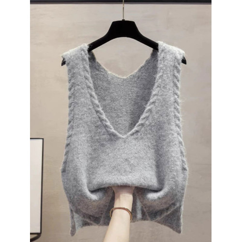 2025春秋新款韓版V領針織馬甲女曡穿毛衣坎肩外穿馬夾背心上衣