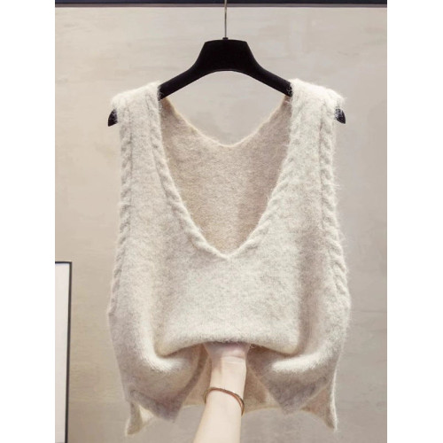 2025春秋新款韓版V領針織馬甲女曡穿毛衣坎肩外穿馬夾背心上衣