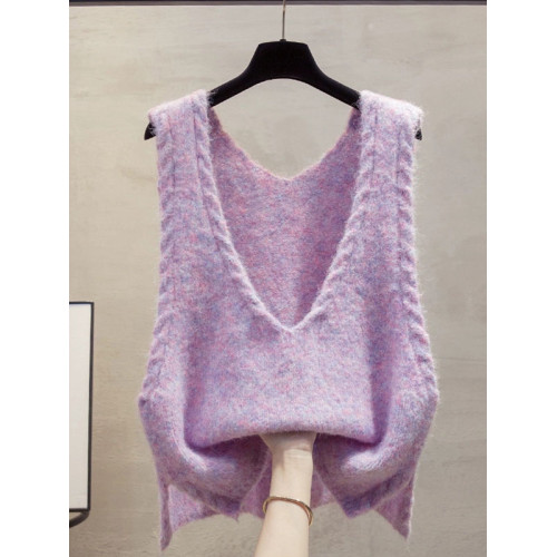 2025春秋新款韓版V領針織馬甲女曡穿毛衣坎肩外穿馬夾背心上衣