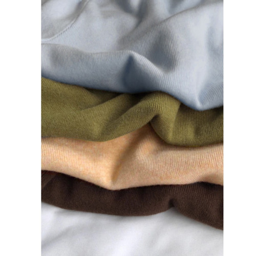 軟糯奶藍色半高領正肩針織衫毛衣女秋季圓領內搭大衣打底衫上衣潮