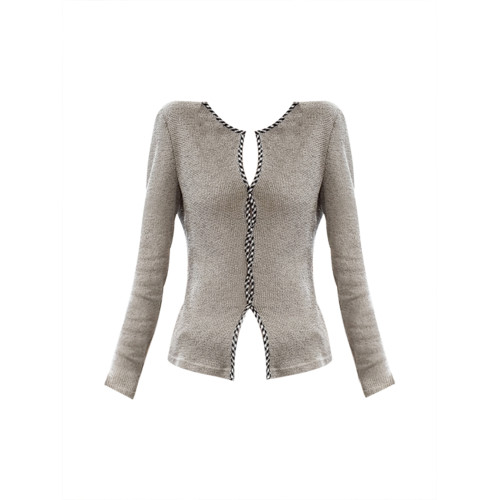 文藝日雜~松弛感灰色收腰長袖針織衫女秋寬鬆顯瘦百搭打底衫上衣