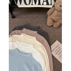 半高領藍色打底衫小衆內搭針織衫毛衣女冬季百搭顯瘦長袖單穿上衣