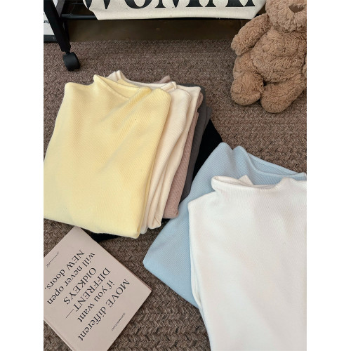 半高領藍色打底衫小衆內搭針織衫毛衣女冬季百搭顯瘦長袖單穿上衣