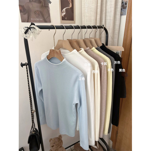 半高領藍色打底衫小衆內搭針織衫毛衣女冬季百搭顯瘦長袖單穿上衣