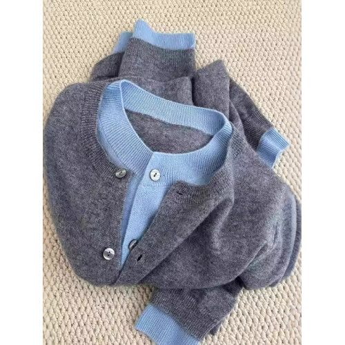 設計感灰色假兩件針織開衫外套女春秋獨特別致毛衣內搭打底衫上衣