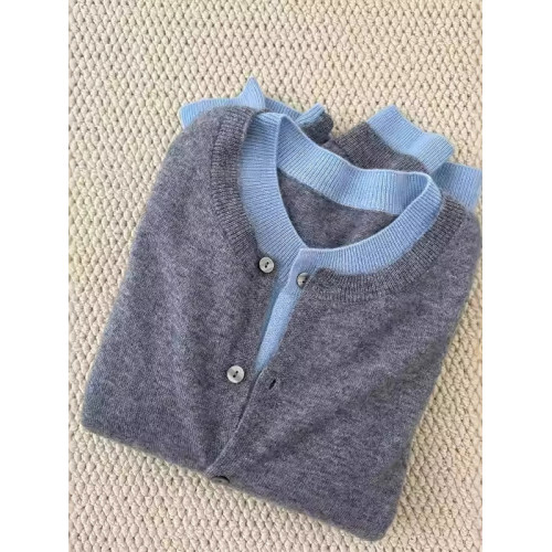 設計感灰色假兩件針織開衫外套女春秋獨特別致毛衣內搭打底衫上衣