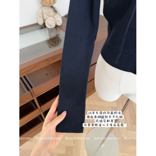 玖月伍【愜意時光】羊毛針織開衫女早秋收腰短款連帽上衣