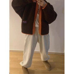 韓國chic秋冬復古小衆兩面穿小標簽設計寬松百搭長袖羊羔毛外套女