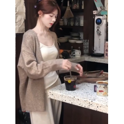 慵嬾松弛感韓系毛衣外套針織開衫女2025春秋季新款寬鬆溫柔風上衣