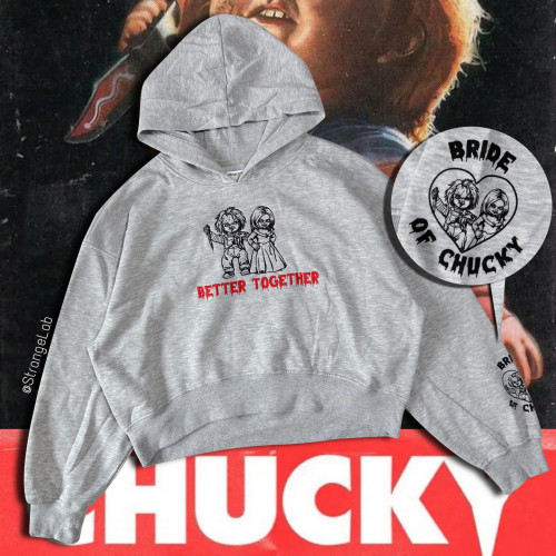 僅一批 美國單 小衆暗黑鬼娃恰吉Chucky衛衣亞比原宿寬松短款帽衫