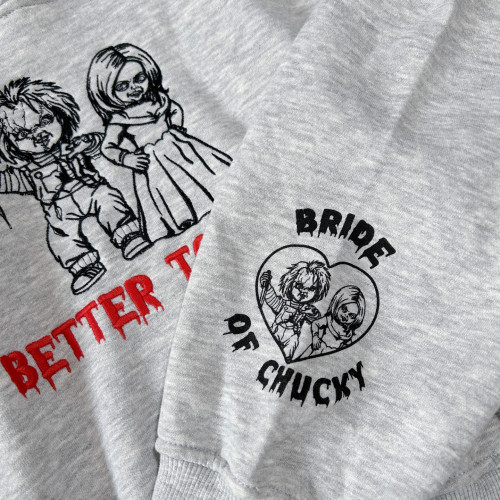 僅一批 美國單 小衆暗黑鬼娃恰吉Chucky衛衣亞比原宿寬松短款帽衫