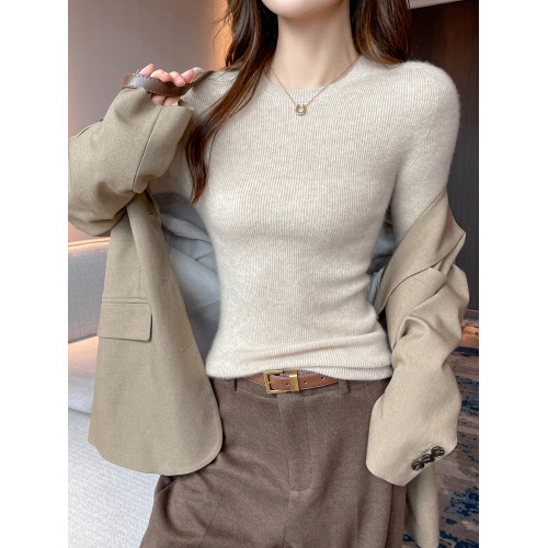 膚感細膩~無縫一體圓領針織衫毛衣女秋冬修身長袖打底衫緊身內搭 膚感細膩~無縫一體圓領針織衫毛衣女秋冬修身長袖打底衫緊身內搭