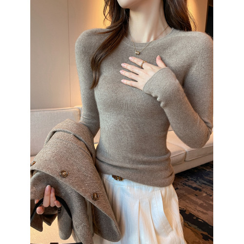 膚感細膩~無縫一體圓領針織衫毛衣女秋冬修身長袖打底衫緊身內搭 膚感細膩~無縫一體圓領針織衫毛衣女秋冬修身長袖打底衫緊身內搭