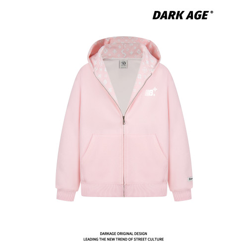 DARKAGE美式印花開衫連帽衛衣外套男女秋冬加絨情侶潮牌拉鍊上衣 DARKAGE美式印花開衫連帽衛衣外套男女秋冬加絨情侶潮牌拉鍊上衣