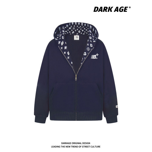DARKAGE美式印花開衫連帽衛衣外套男女秋冬加絨情侶潮牌拉鍊上衣 DARKAGE美式印花開衫連帽衛衣外套男女秋冬加絨情侶潮牌拉鍊上衣