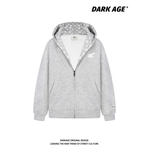 DARKAGE美式印花開衫連帽衛衣外套男女秋冬加絨情侶潮牌拉鍊上衣 DARKAGE美式印花開衫連帽衛衣外套男女秋冬加絨情侶潮牌拉鍊上衣