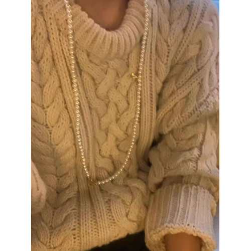 韓國秋冬ins同款八奶家麻花長袖針織衫高品質粗針寬松套頭毛衣女