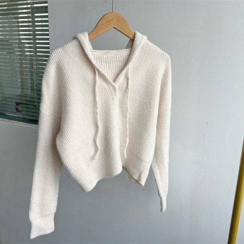 2A-1韓系穿搭連帽毛衣開衫秋冬季奶fufu慵懶風小個子短款Z25-9