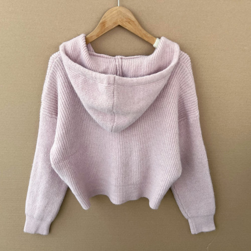 2A-1韓系穿搭連帽毛衣開衫秋冬季奶fufu慵懶風小個子短款Z25-9