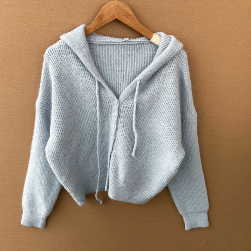 2A-1韓系穿搭連帽毛衣開衫秋冬季奶fufu慵懶風小個子短款Z25-9