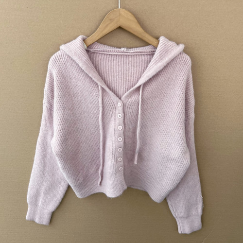 2A-1韓系穿搭連帽毛衣開衫秋冬季奶fufu慵懶風小個子短款Z25-9